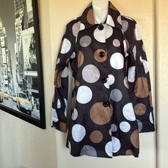 MYCRA PAC Polka Dot Rain Jacket, Black, Grey & Tan. Matching pouch/strap 6/8 EUC - Picture 4 of 17